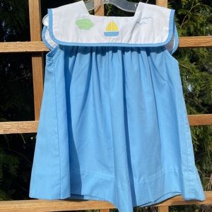 Lynley Vintage 4T Blue & White Girl Sailboat Dress